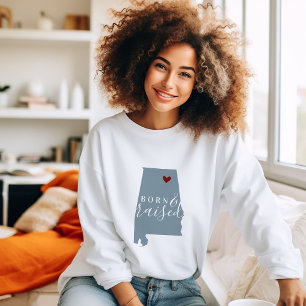 Sweatshirt Alabama né et élevé Carte d'état de couleur modi
