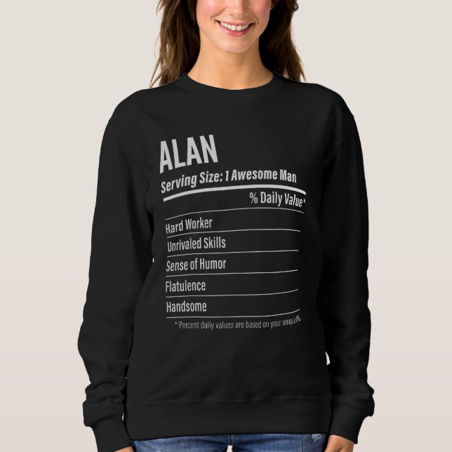 Sweatshirt Alan Taille du service Nutrition Étiquette Calorie (Devant)
