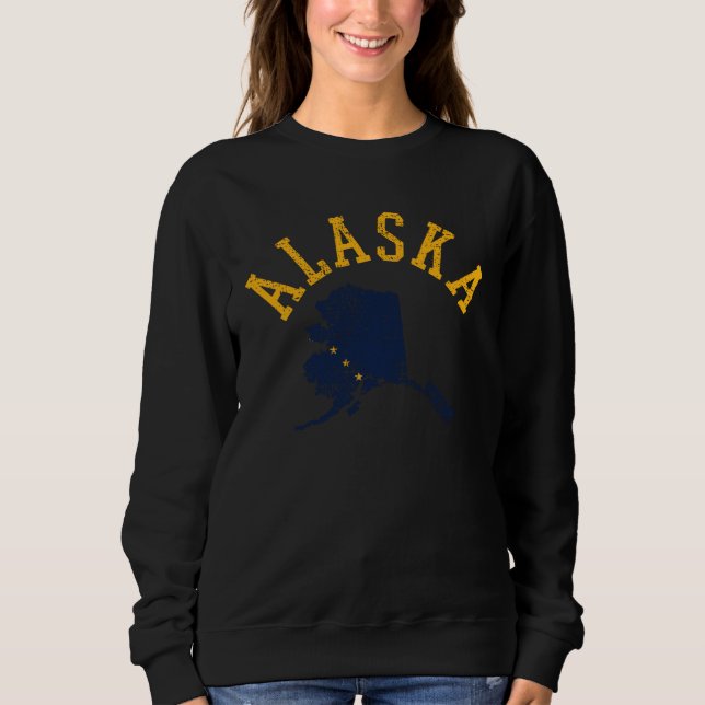 Sweatshirt Alaska Card Flag Vintage Retro (Devant)