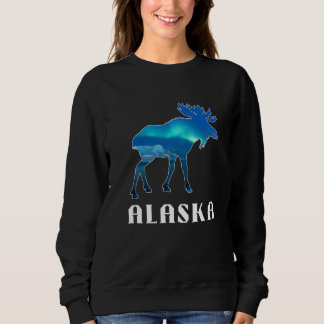 Sweatshirt Alaska Day Moose Aurora Borealis Northern Lights