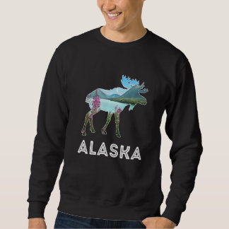 Sweatshirt Alaska Day Moose Snowy Mountains Alaska Holiday