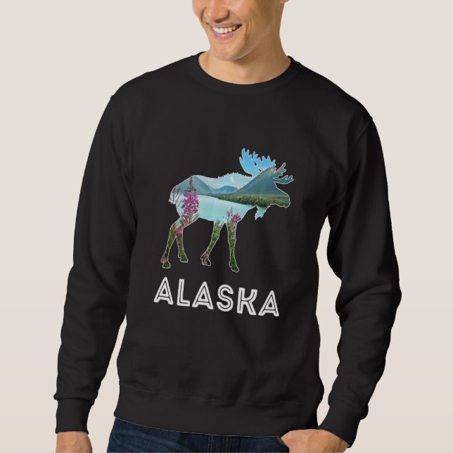 Sweatshirt Alaska Day Moose Snowy Mountains Alaska Holiday (Devant)