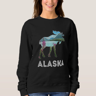 Sweatshirt Alaska Day Moose Snowy Mountains Alaska Holiday