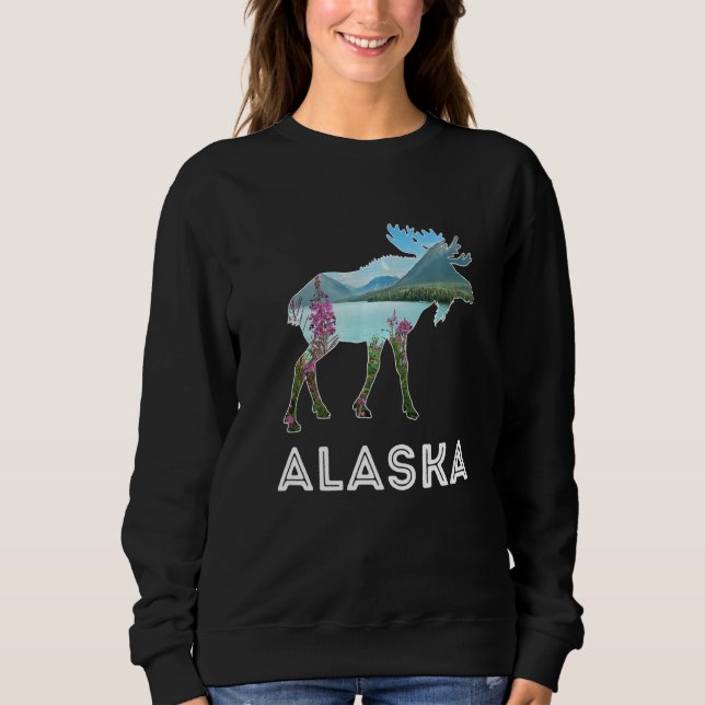 Sweatshirt Alaska Day Moose Snowy Mountains Alaska Holiday (Devant)