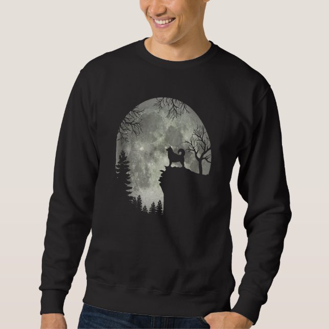 Sweatshirt Alaska Malamute And Moon Halloween (Devant)