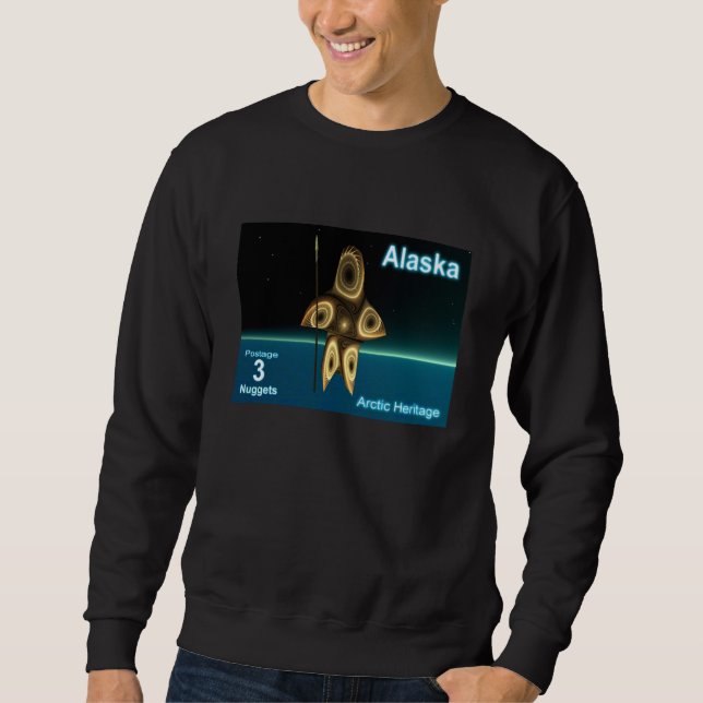 Sweatshirt Alaska Postage - Fractal Inuit Hunter (Devant)