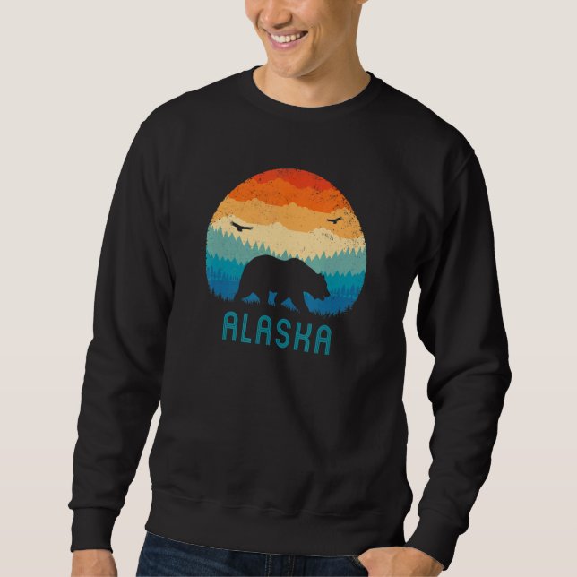 Sweatshirt Alaska Retro Grizzly Bear Vintage Alaskan Mountain (Devant)