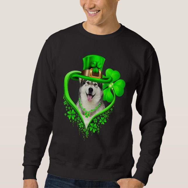 Sweatshirt Alaskan Malamute Dog St Patricks Day Lover Irish S (Devant)