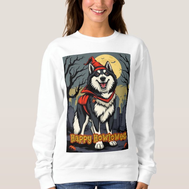 Sweatshirt Alaskan Malamute Joyeux Howloween (Devant)