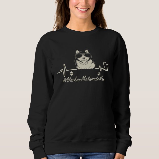Sweatshirt Alaskan Malamute Mom Heartbeat With Dog Cool For M (Devant)