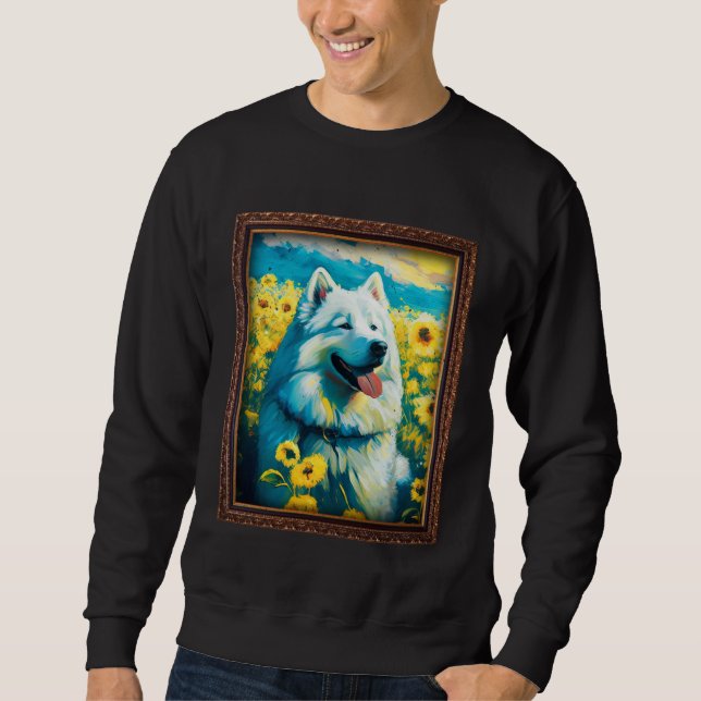 Sweatshirt Alaskan Malamute Painting Sunflower Flower Mom Wom (Devant)