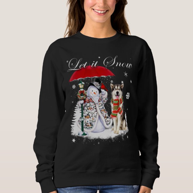 Sweatshirt Alaskien Malamute Père Noël Chien Noël Snowman Noë (Devant)