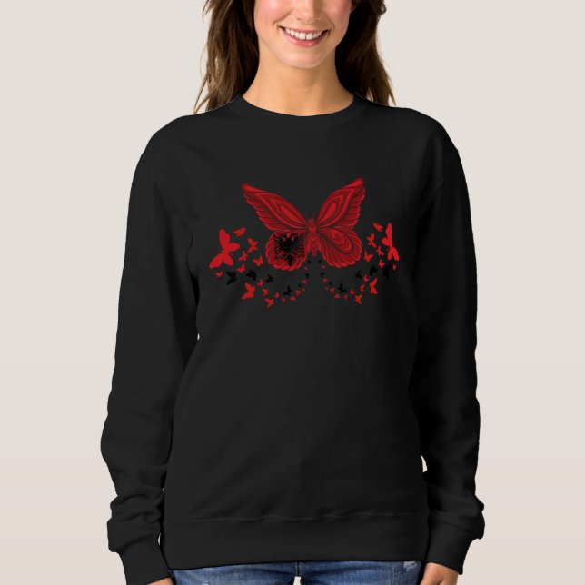 Sweatshirt Albanian Albania Albanian Flag Butterflies (Devant)