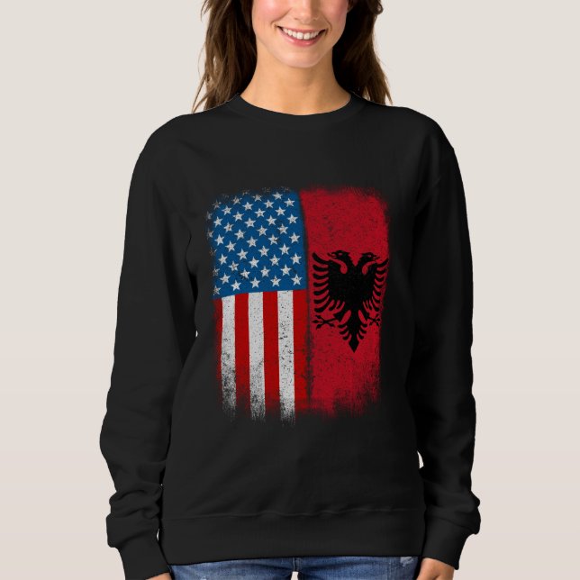 Sweatshirt Albanian American Flag Albania Flamuri Shqiptar Sh (Devant)
