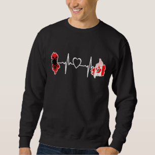 Sweatshirt Albanie Canada Heartbeat drapeau canadien albanais