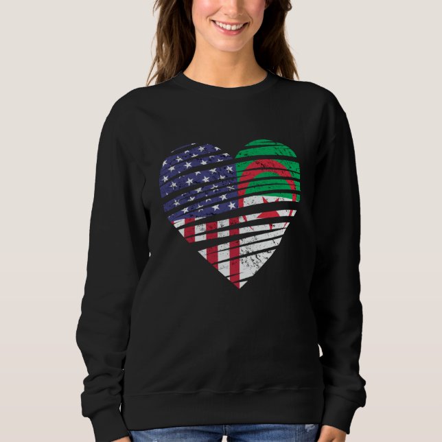 Sweatshirt Algeria American Grown Heart USA Patriot Heritage  (Devant)
