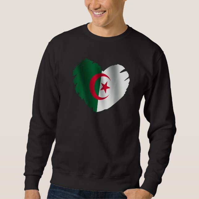 Sweatshirt Algeria Flag On Shape Of Heart Algerian Algeria (Devant)