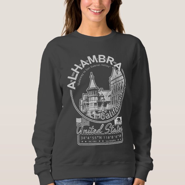SWEATSHIRT ALHAMBRA CALIFORNIA VINTAGE - VILLE ALHAMBRA CA (Devant)