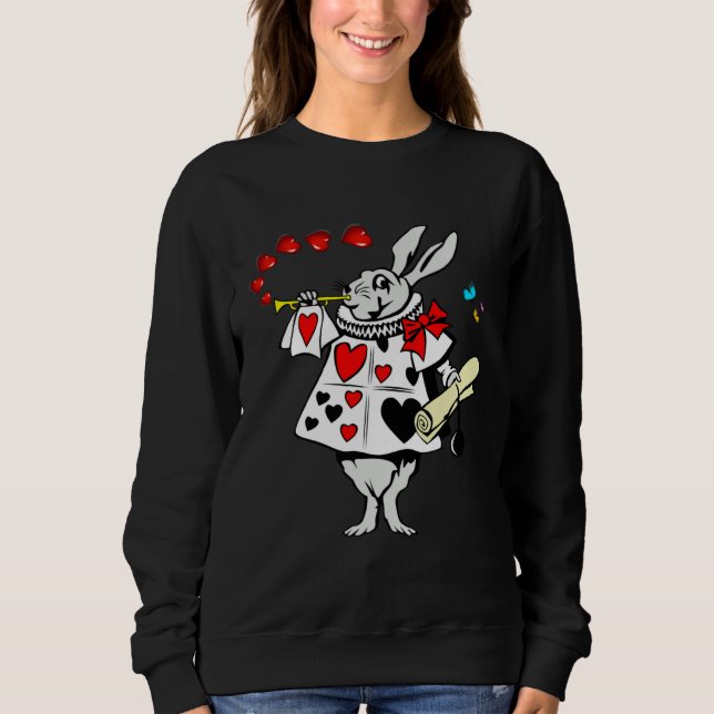 Sweatshirt Alice in Wonderland Men Women Kids White Rabbit (Devant)