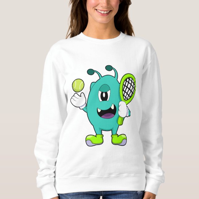 Sweatshirt Alien à Tennis avec raquette de tennis (Devant)