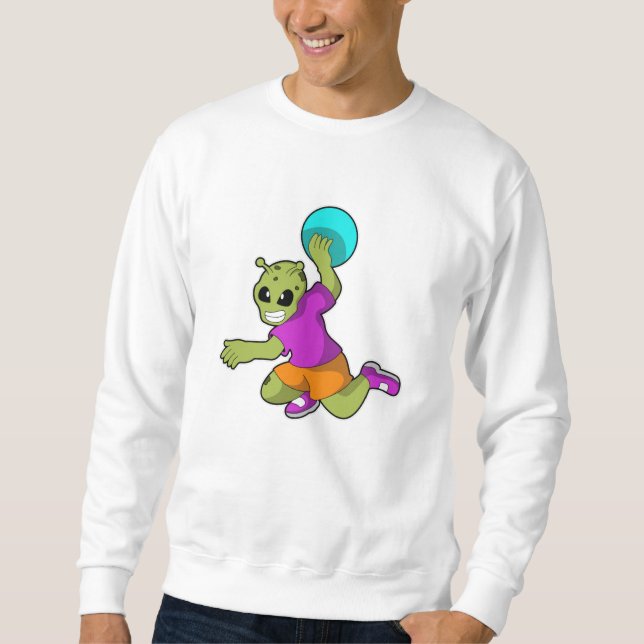 Sweatshirt Alien au Handball player avec Handball (Devant)