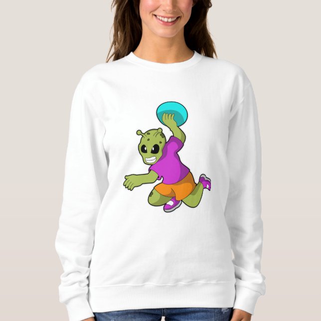 Sweatshirt Alien au Handball player avec Handball (Devant)