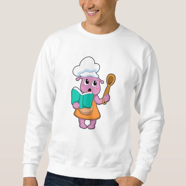 Sweatshirt Alien comme cuisinier avec Cookbook (Devant)