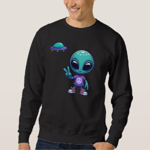 Sweatshirt Alien de paix mignon et vaisseau spatial