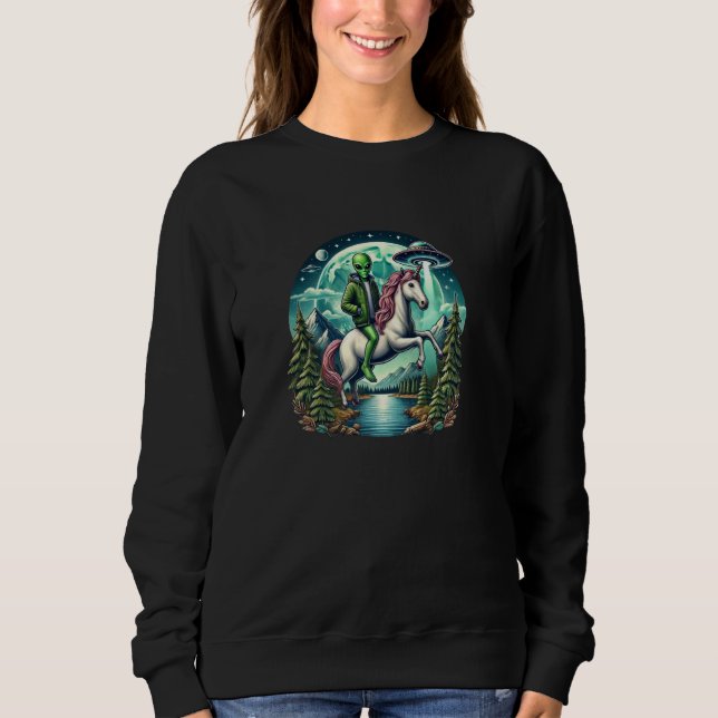 Sweatshirt Alien équitation Unicorn UFO (Devant)