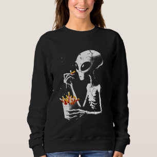 Sweatshirt Alien Manger Fries Français - Drôle Alien graphiqu