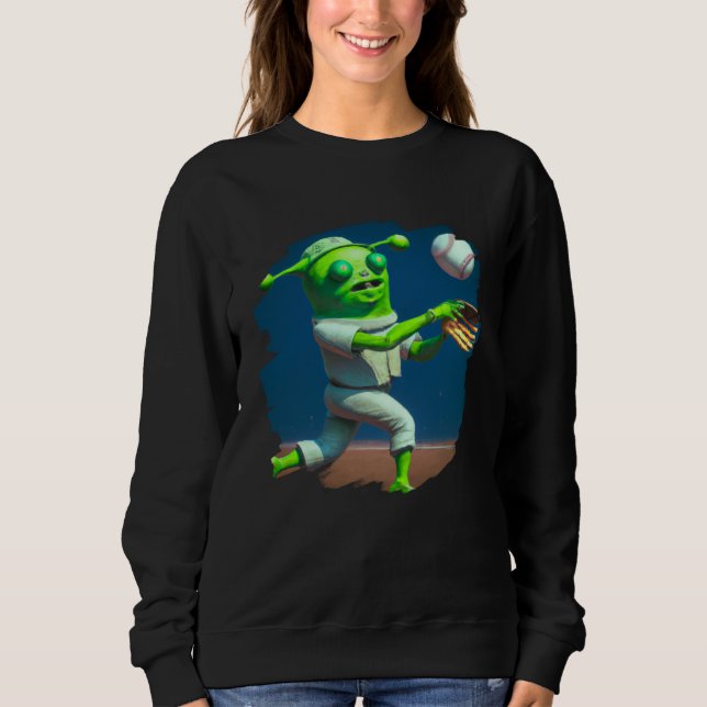 Sweatshirt Alien Playing Baseball  Aliens Baseball (Devant)