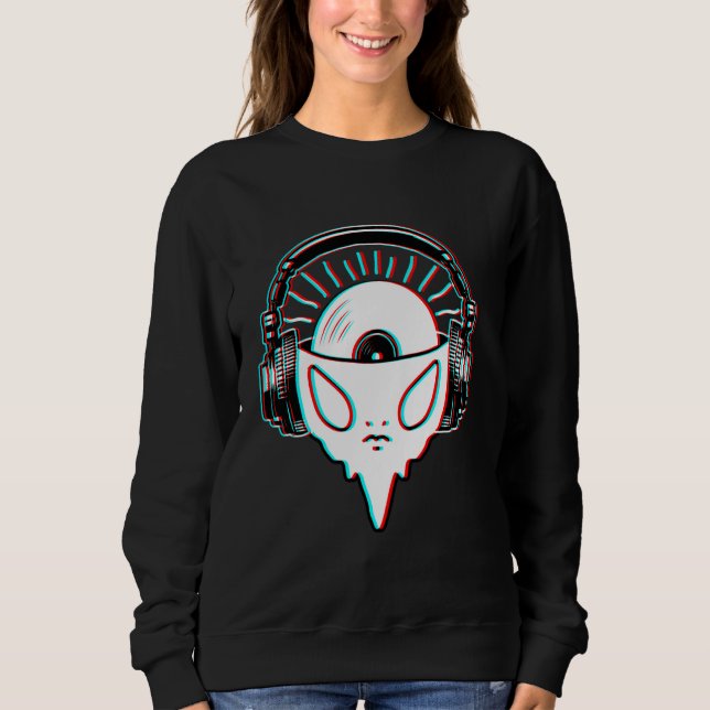 Sweatshirt Alien Porter casque et vinyl BPM Addict EDM Rave R (Devant)