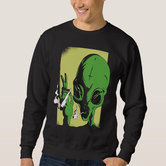 Sweatshirt alien space aliens  ufo smoking (Devant)