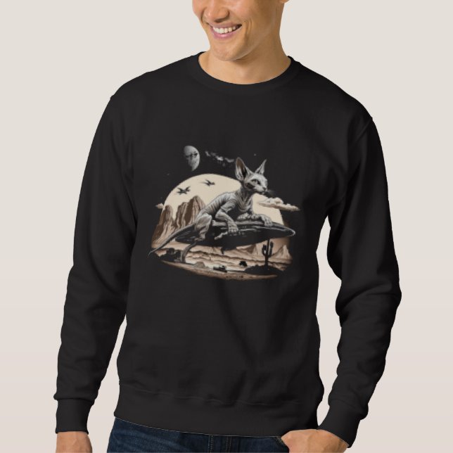 Sweatshirt Alien Sphynx Cat UFO Extraterrestrial  1 (Devant)