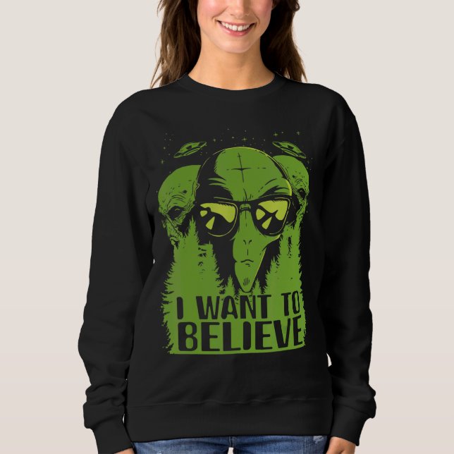 Sweatshirt Alien Ufo Hommes Femmes Garçons Filles Espace Vert (Devant)