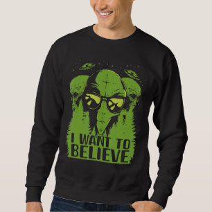 Sweatshirt Alien Ufo Hommes Femmes Garçons Filles Espace Vert
