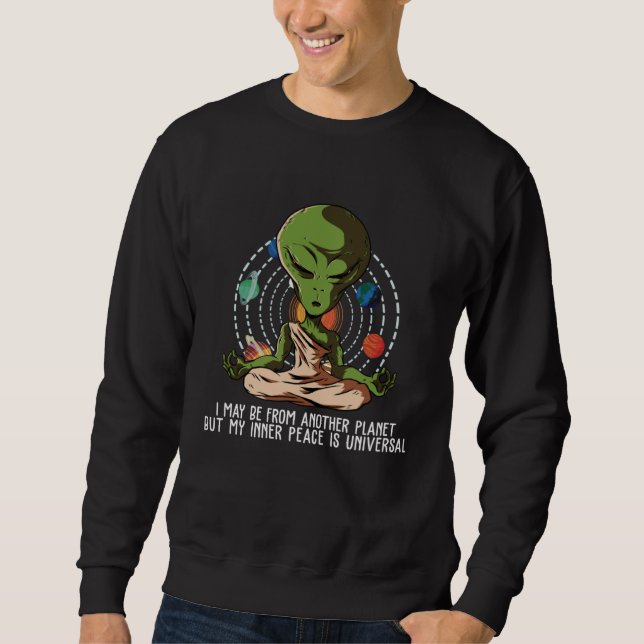 Sweatshirt Alien UFO meditating  namaste yoga (Devant)