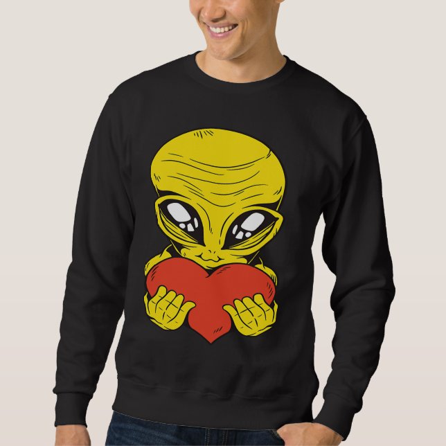 Sweatshirt Alien UFO Space Alien Heart (Devant)