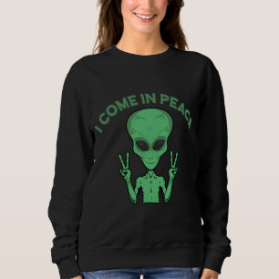 Sweatshirt Alien Vert Je Viens En Paix OVNI Extraterrestre