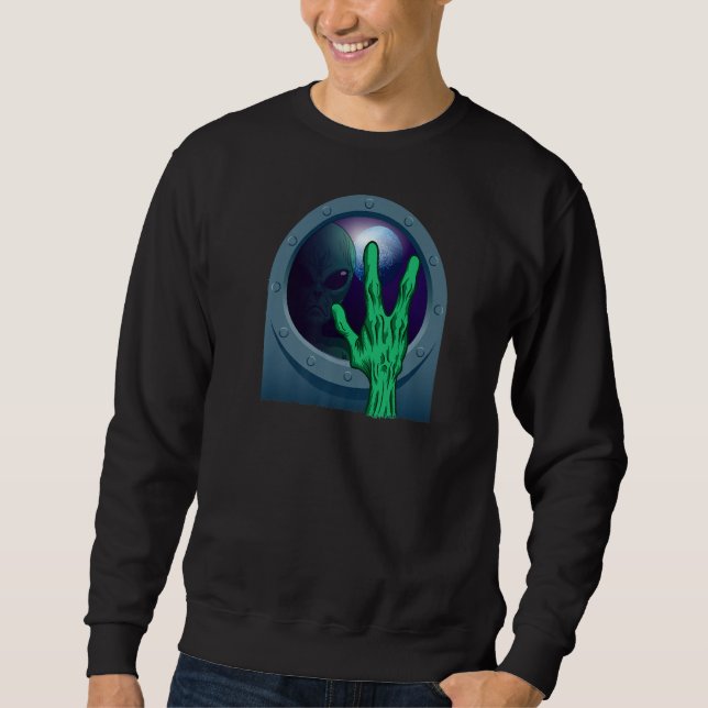 Sweatshirt Alien Vert Tête Ufo Croire Zone 51 Espace Entrer (Devant)