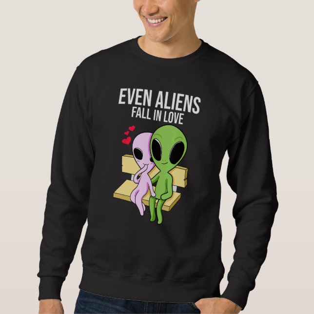 Sweatshirt Aliens Fall In Love Girlfriend Boyfriend (Devant)