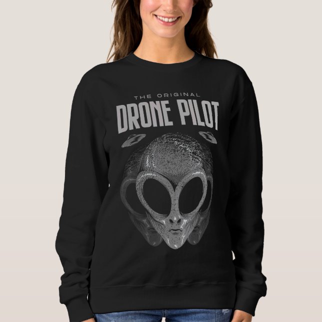 Sweatshirt Aliens Gris Sur Le Pilote De Drone D'Origine (Devant)