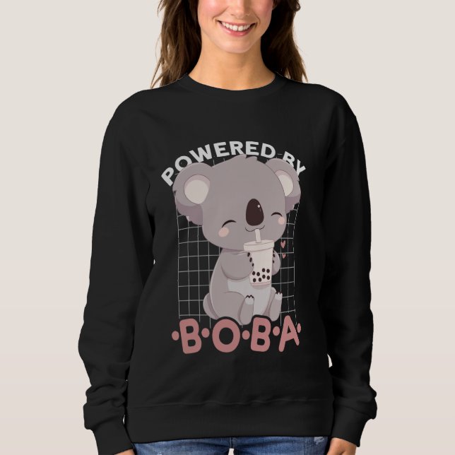 Sweatshirt Alimenté par Boba Koala Kawaii Bubble Tea Anime Ne (Devant)