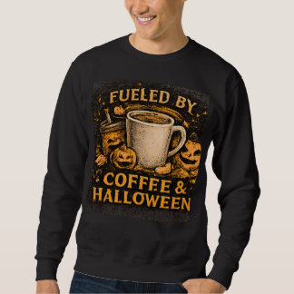 Sweatshirt Alimenté par le café et graphique drôle d'Hallowee