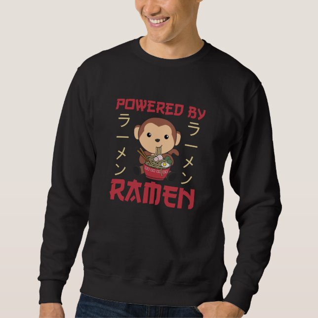 Sweatshirt Alimenté Par Ramen Sweet Monkey Mange Ramen (Devant)