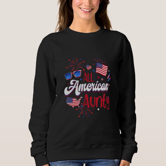 Sweatshirt All American Aunty Women American Flag 4th of July (Devant)