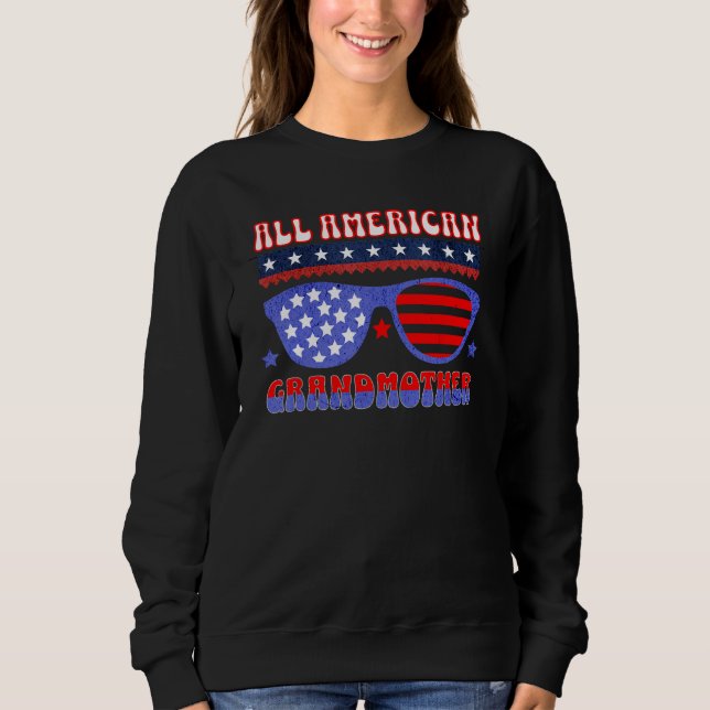 SWEATSHIRT ALL AMERICAN GRANDMOTHER 4TH OF JULY PATRIOTIC SUN (Devant)