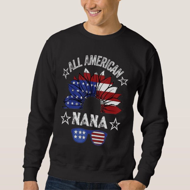 Sweatshirt All American Nana 4th Of July Shirt Women Sunflowe (Devant)
