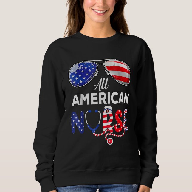 Sweatshirt All American Nurse Scrub Stethoscope Sunglasses 4t (Devant)