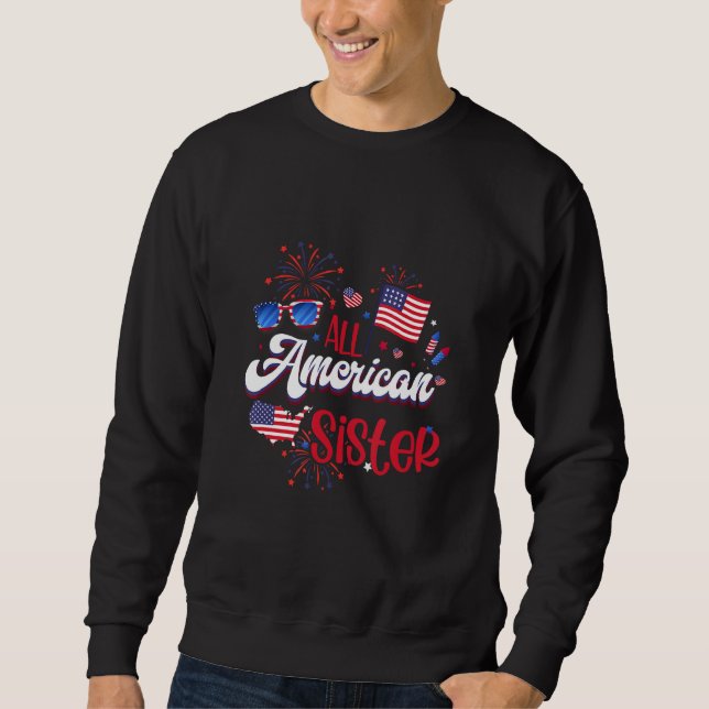 Sweatshirt All American Sister Women American Flag 4th of Jul (Devant)
